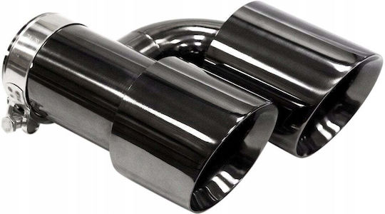 Mtuning Auslass Schalldämpfer Typ: 33 89mmx2 Eingang 70mm Schwarz Chrom Set