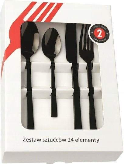 Lumarko Besteckset Edelstahl Schwarz 24 Stück