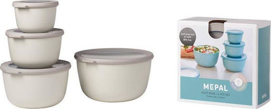 Mepal Set of Plastic Lunch Boxes White 4 Pieces Mepal Set of Plastic Lunch Boxes White 4 Pieces