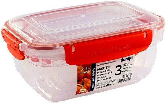 Katex Set Cutii De Prânz Din Plastic Transparente 15x20.5cm 3 Bucăți