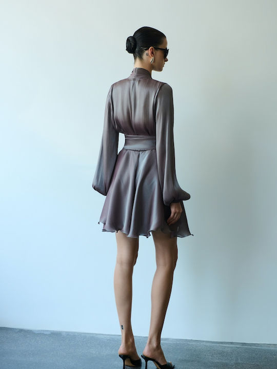 Summer Mini Evening Shirt Dress Wrap Smoky Mauve