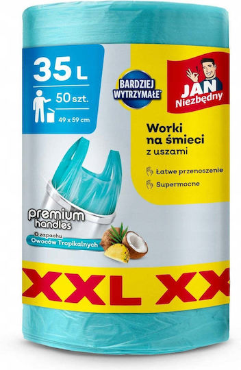Jan Niezbędny Sacuri De Gunoi Parfumate Capacitate 35lt Cu Mânere 59x49cm 50 Bucăți Albastre