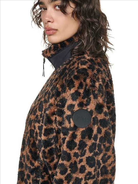 DKNY Дамско яке за зима Leoprd Caramel