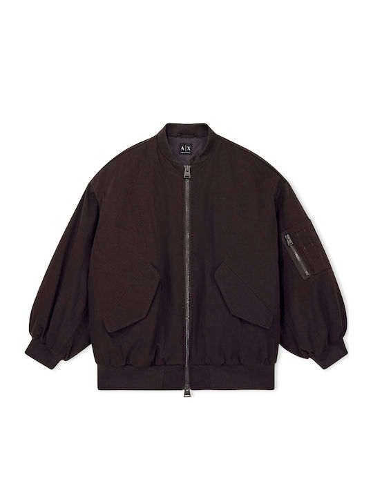 Long Women's Bomber Jacket Brown