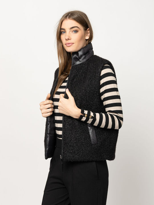 Women's Sleeveless Jacket for Winter Black