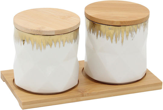 Keskor General Use Vase with Lid & Base Ceramic White 9.5x9.5x10cm