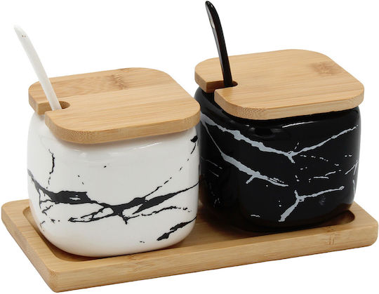 Keskor General Use Jar with Lid & Base Ceramic White 9x9.5x19cm