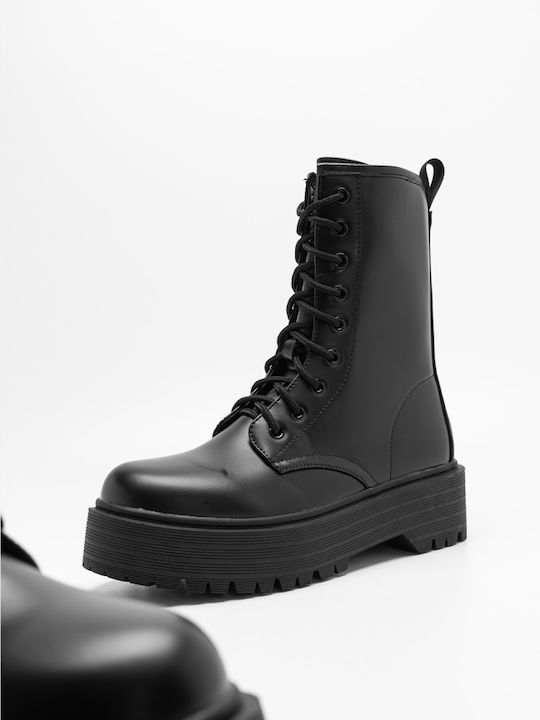 Damen Kampfstiefel Schwarz