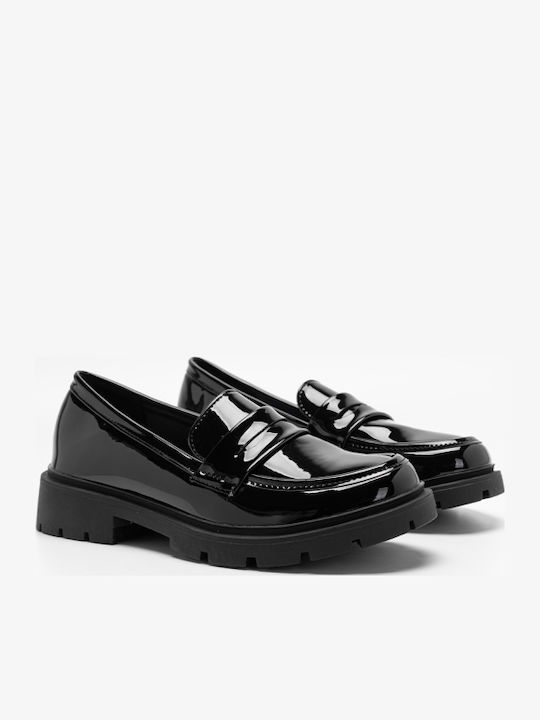 Lackleder Damen Mokassins in Schwarz Farbe
