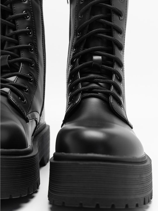 Damen Kampfstiefel Schwarz