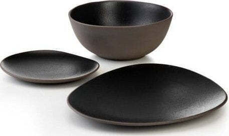 Verlo Rundes Servierplatte aus Porzellan Schwarze 23,5cm