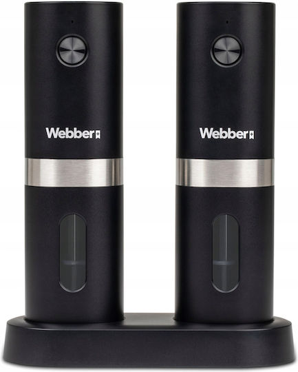 Webber Комплект Електрически Мелници за Подправки от Пластмаса в Черен Цвят 16cm 2бр
