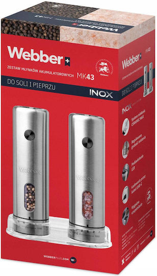 Webber Комплект Електрически Мелници за Подправки Inox в Сребрист Цвят 2 Бр