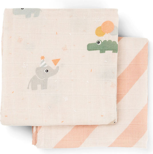 Done by Deer Swaddle Blankets from Muslin Pink 65x65cm 2pcs Done by Deer Swaddle Blankets from Muslin Pink 65x65cm 2pcs