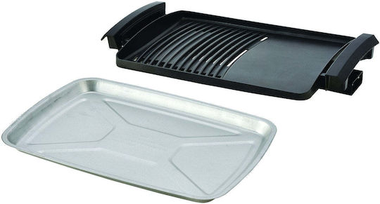 Orava Tabletop Electric Grill with Smooth and Grooved Plate 2200W with Lid and Adjustable Thermostat 50.5x50.5cm