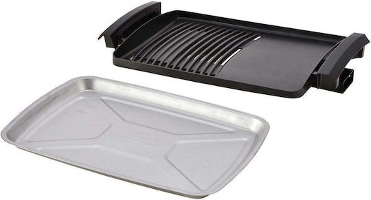Orava Tabletop Electric Grill with Smooth and Grooved Plate 2200W with Lid and Adjustable Thermostat 50.5x50.5cm