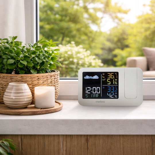 Meteo Kabellose Wetterstation Digital Tischplatte Weiße