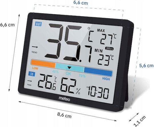 Meteo Meteo Stație Meteo Fără Fir Digitală De Masă Neagră