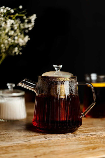 Vialli Design Стъклена чайник с филтър Златиста 900ml