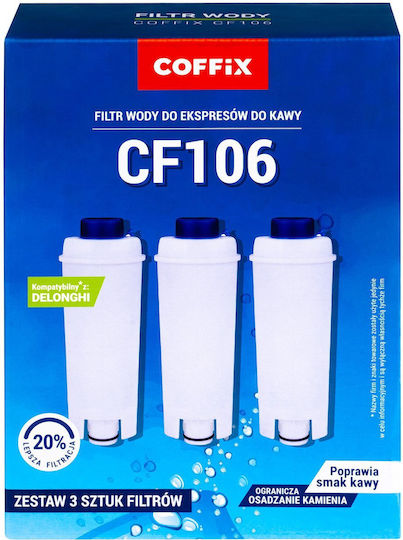 Coffix Воден филтър Coffix Cf106 Delonghi Резервен за кафемашина Multipack 3 бр