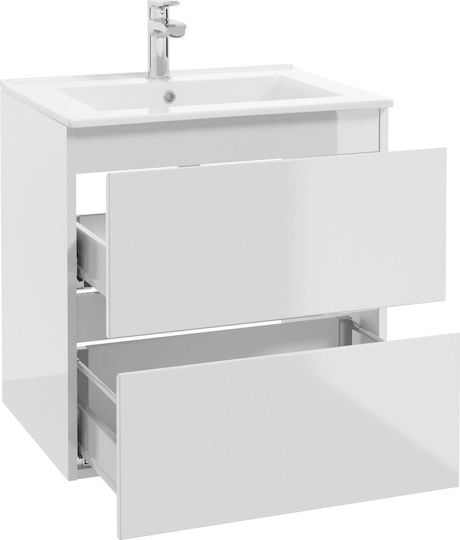 Aquaform Unitate De Mobilier Pentru Baie Cu Chiuvetă M60xA60xÎ45cm Albă Strălucitoare
