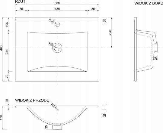 Aquaform Unitate De Mobilier Pentru Baie Cu Chiuvetă M60xA60xÎ45cm Albă Strălucitoare