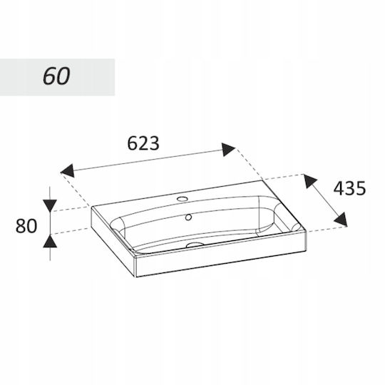 Cersanit Bathroom Vanity Unit With Sink M60xD41.8xH54cm Fume Matt