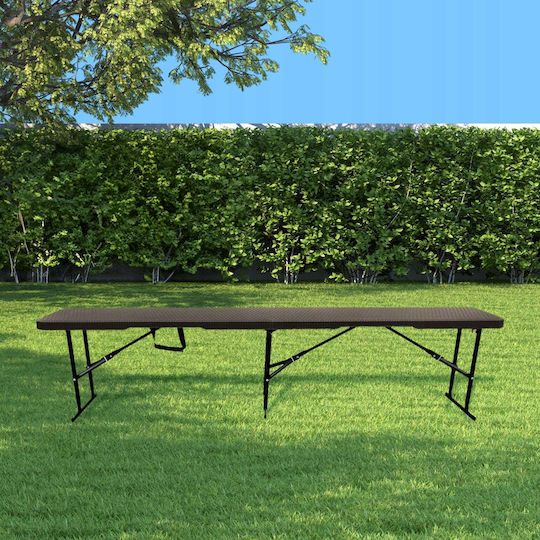 Plastic Catering Outdoor Foldable Table with Metal Frame Technorattan 183x28x8cm