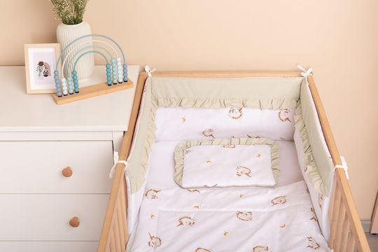 Sensillo Standard Crib Bumper for Crib Guard Rails Unicorn Beige