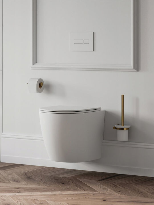 Omnires Wandhängende Toilette mit Duroplast Weiß Abdeckung