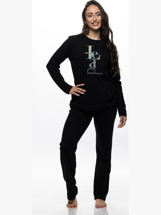 Galaxy Galaxy Damen Schlafanzug & Pyjamas Winter Schwarz