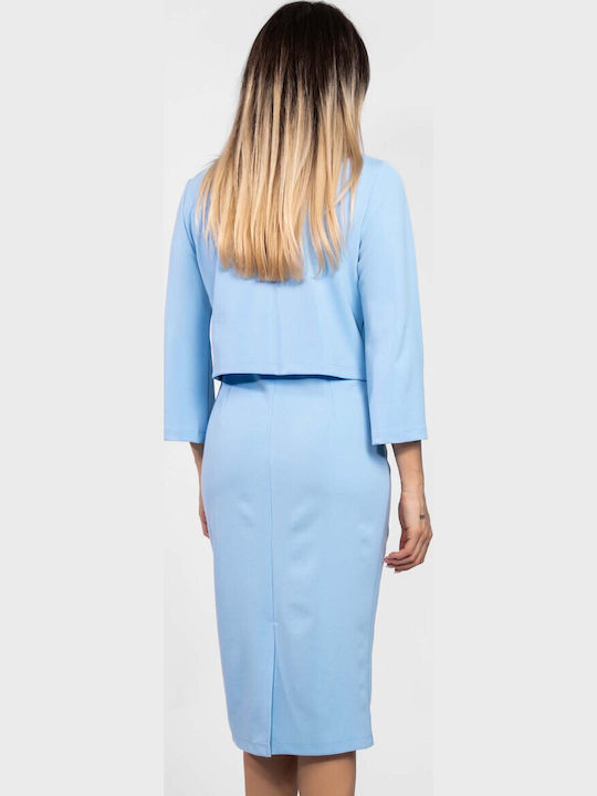 BelleFille Short Women's Crepe Blazer Sky Blue