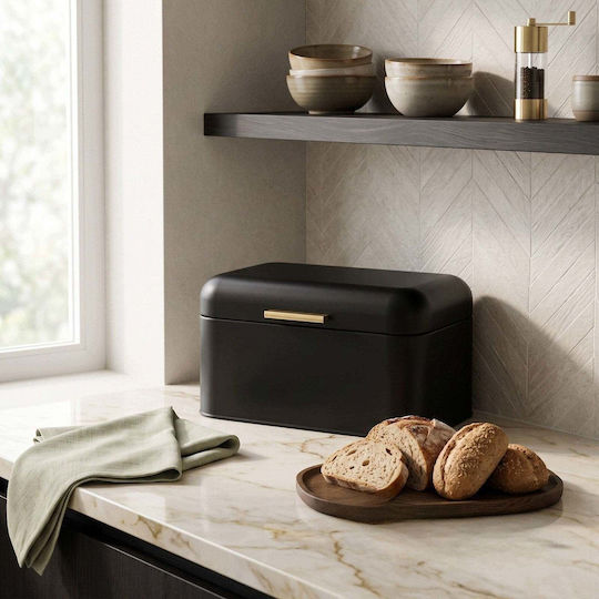 Lumarko Brotkasten mit Deckel Metallisch Schwarze 20x31x16,5cm
