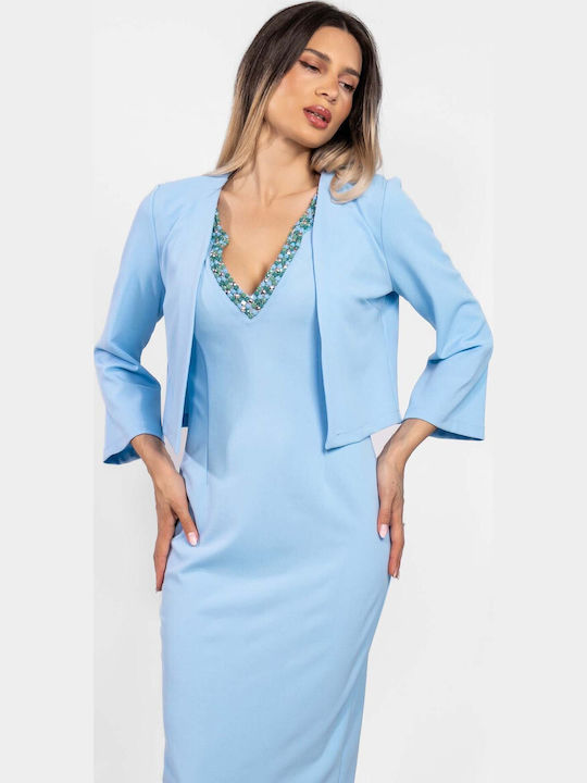 BelleFille Short Women's Crepe Blazer Sky Blue