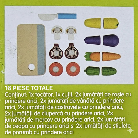 Jucărie Fructe și Legume din Lemn pentru 3+ Ani