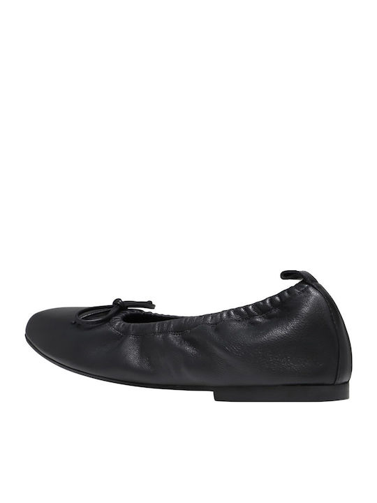 Leder Damen Ballerinas Schwarze