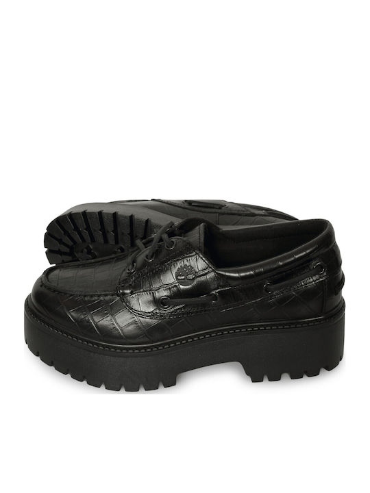 Timberland Street Leather Women's Boat Shoes in Black Colour