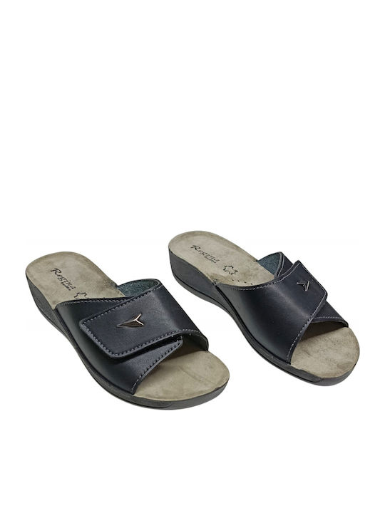 Leather Women's Flat Sandals Black