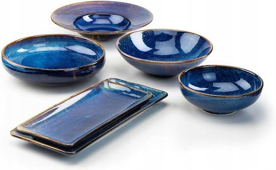 Verlo Rectangular Serving Platter Made of Blue Porcelain 35.5x16.5cm