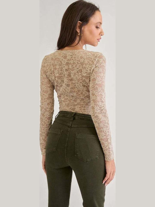 Velvet Damen-Bodysuit Mit Spitze Beiges