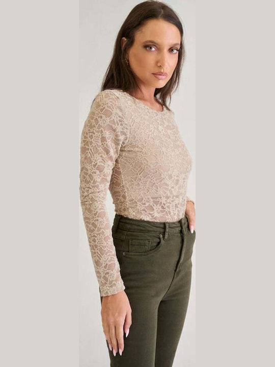 Velvet Damen-Bodysuit Mit Spitze Beiges