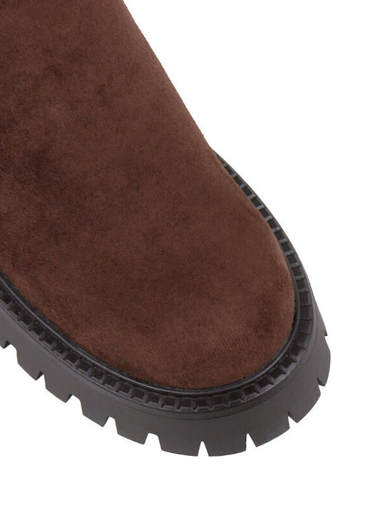 Suede Women's Chelsea Ankle Boots Brown