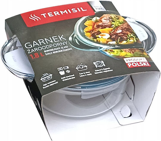 Termisil Гастра Кръгла Стъклена Със Стъклен Капак 1.8 л