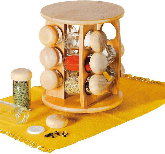Orion Rotating Spice Organizers Wooden Transparent 13 Pieces