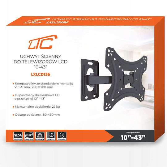 Lamex Wall Mounted Monitor Stand up to 43" with Arm