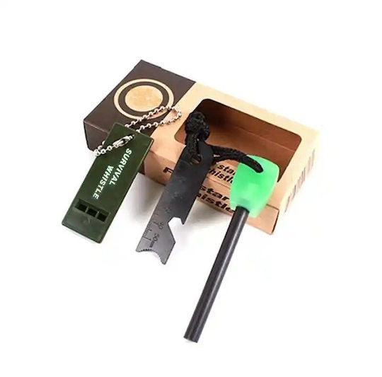 Set de trei kituri de supraviețuire Amnar pentru camping Depox fluier din oțel inoxidabil 11 cm