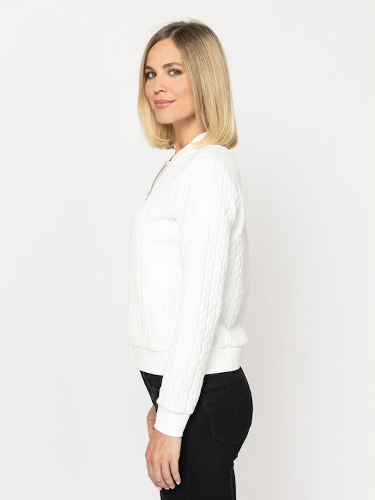 Women's Sweatshirt Cardigan Ecru