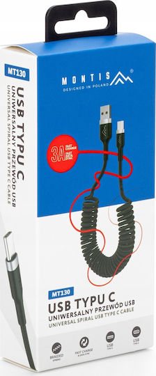 Montis Spirale Kabel USB Typ-C männlich - USB-A Schwarz 1,5m 6480395
