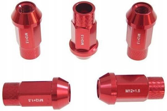 D1spec Кростини Алуминиеви M12x1,5 50mm Червени