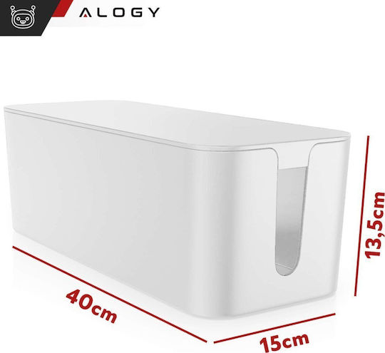 Органайзер за кабели за бюро Контейнер за пода Кутия за кабели Alogy Box L 40cm Широк Бял